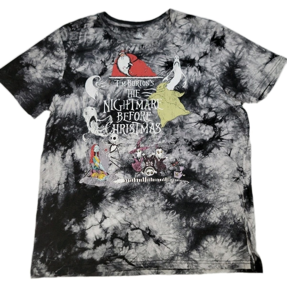 Disney The Nightmare Before Christmas Tim Burton Tie Dye T-Shirt Gray
